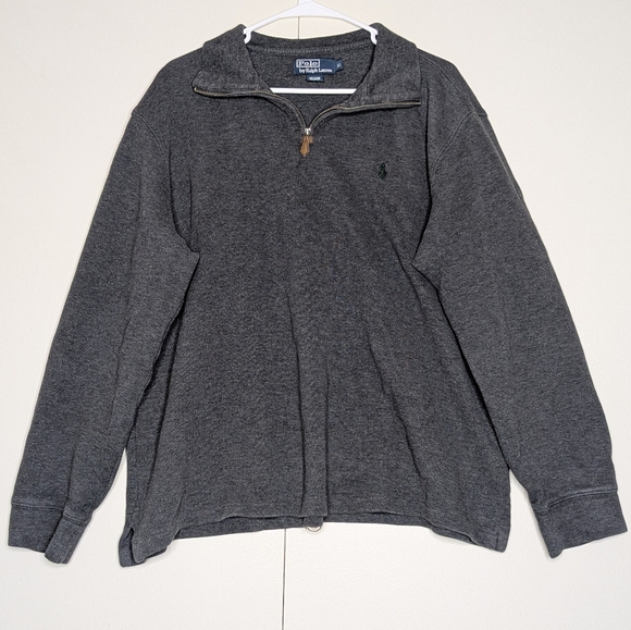 Polo Ralph Lauren‎ Gray Quarter Zip Sweater Long Sleeve 100% Cotton - Picture 1 of 6